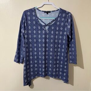 Signature 1 Studio‎ Women’s Blouse Size XL Blue Geometric Casual Work Party Top